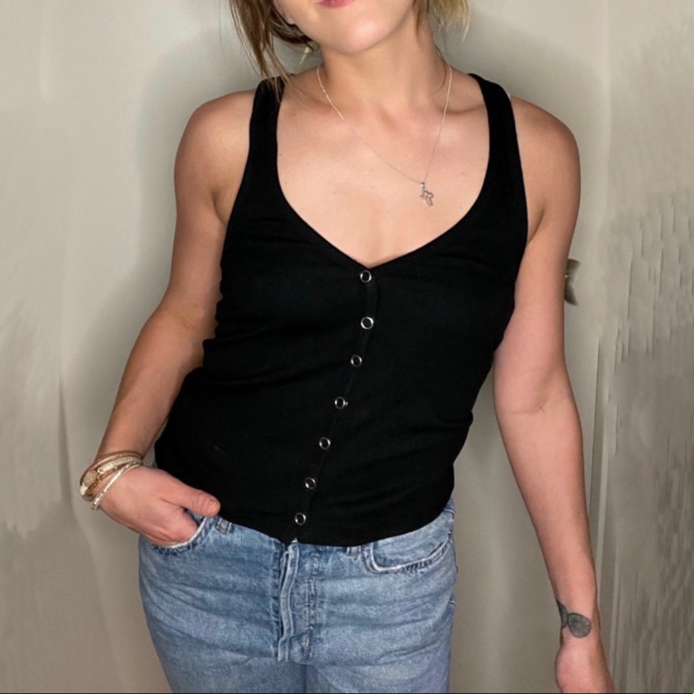 Forever 21 Black Button Tank